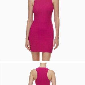 Aritzia Pink Halter Bodycon Mini Dress